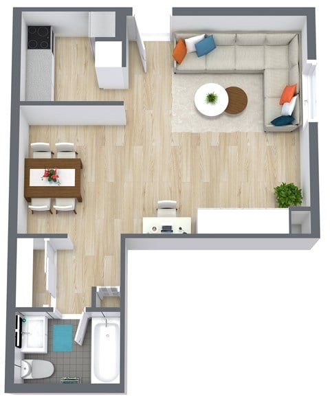 Floor plan for studio, 1 bath, 450 sqft